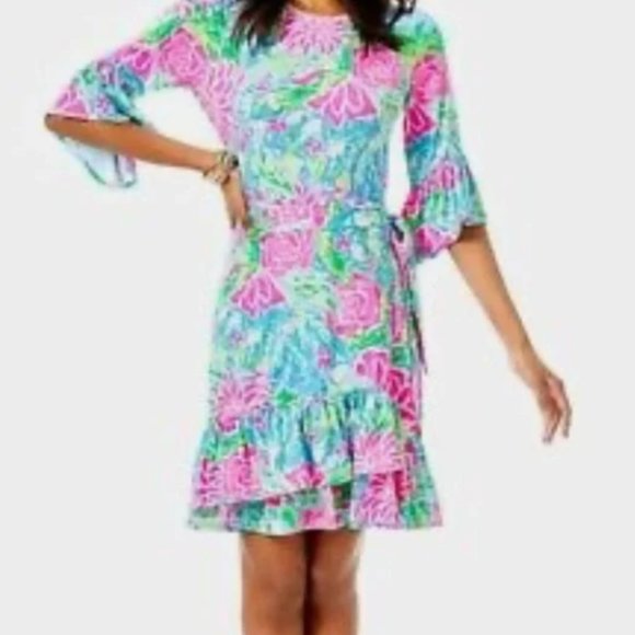 Lilly Pulitzer Kassi Dress Zanzibar Blue Bunny Business Medium NWT - Picture 4 of 5